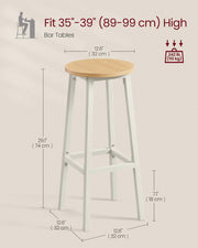 Set of 2 Bar Stools 74 cm High Golden Oak and White for Kitchen or Breakfast Bar by Vasagle