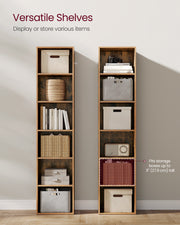 6 Tier Rustic Brown Bookshelf with Open Shelves for Home Office or Living Room by Vasagle