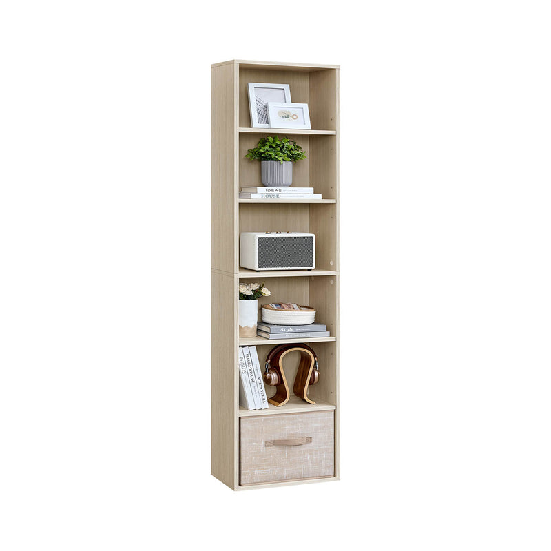 6 Tier Tall Bookcase Natural Beige Freestanding Bookshelf for Home Office Storage by Vasagle
