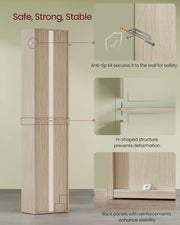 6 Tier Tall Bookcase Natural Beige Freestanding Bookshelf for Home Office Storage by Vasagle