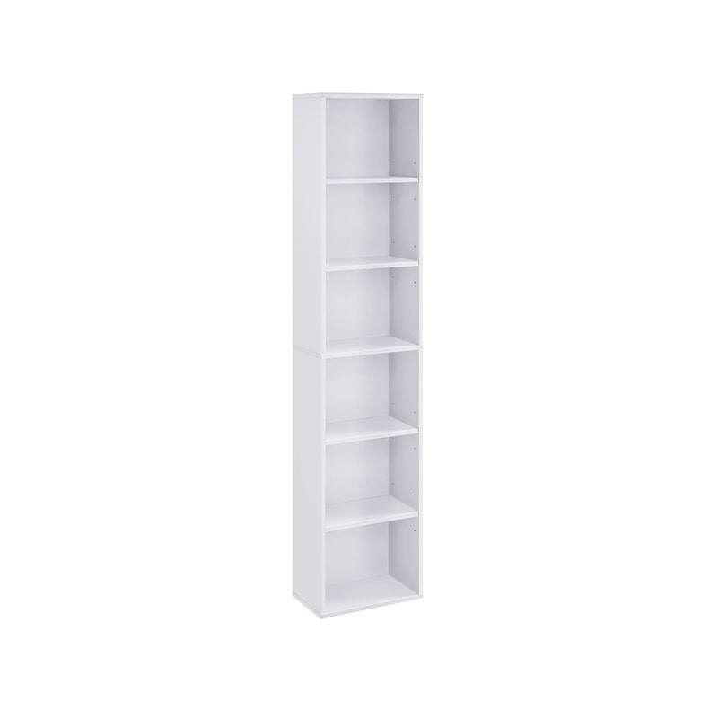 Tall White Bookcase with 6 Shelves for Home or Office Storage 178 cm by Vasagle