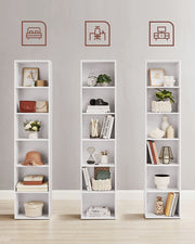 Tall White Bookcase with 6 Shelves for Home or Office Storage 178 cm by Vasagle