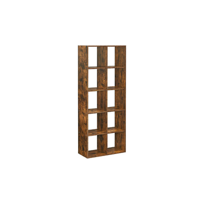 Rustic Brown 10 Cube Bookcase Storage Organiser for Living Room or Home Office by Vasagle