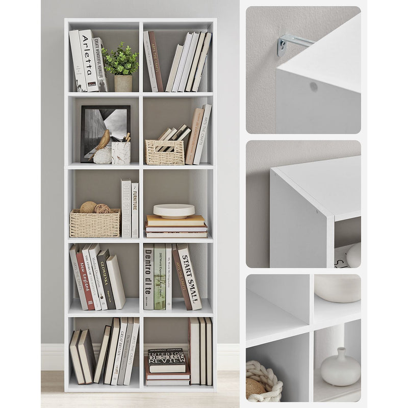 10 Cube Storage Organiser Shelf Bookcase for Living Room and Office by Vasagle