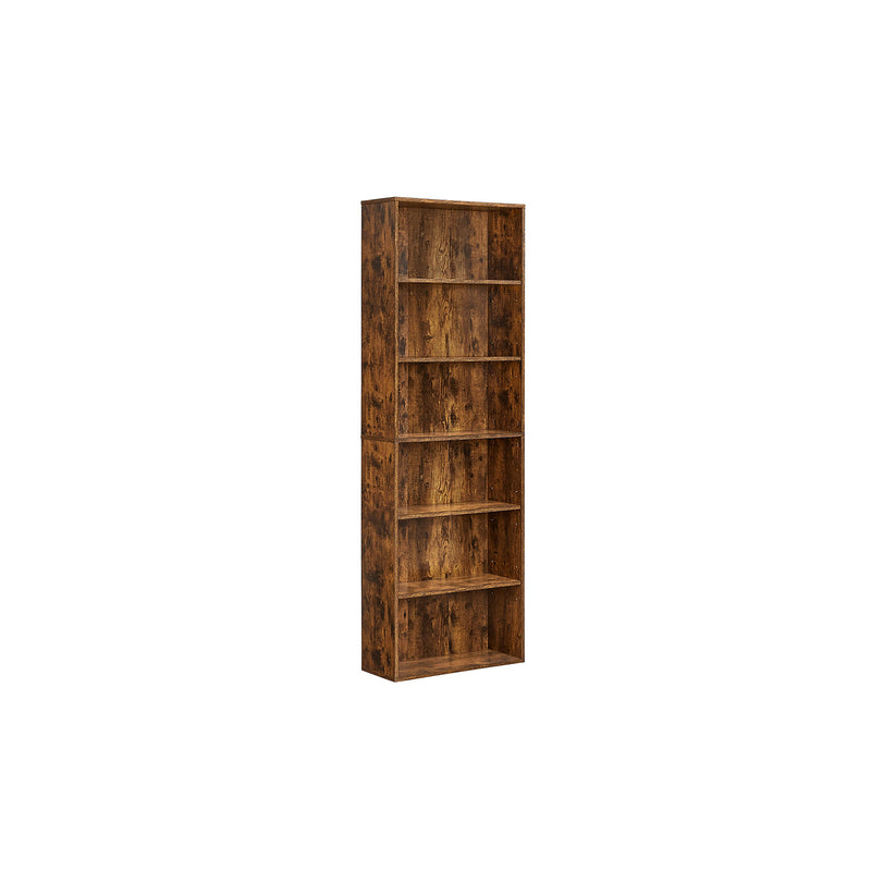 Rustic Brown Industrial Bookcase with 6 Spacious Shelves for Home or Office by Vasagle