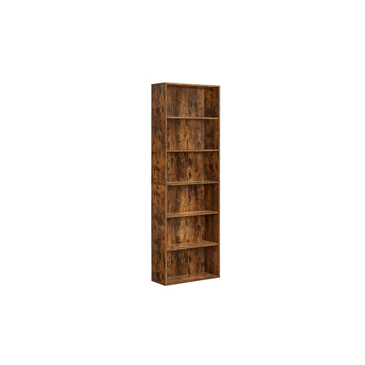 Rustic Brown Industrial Bookcase with 6 Spacious Shelves for Home or Office by Vasagle