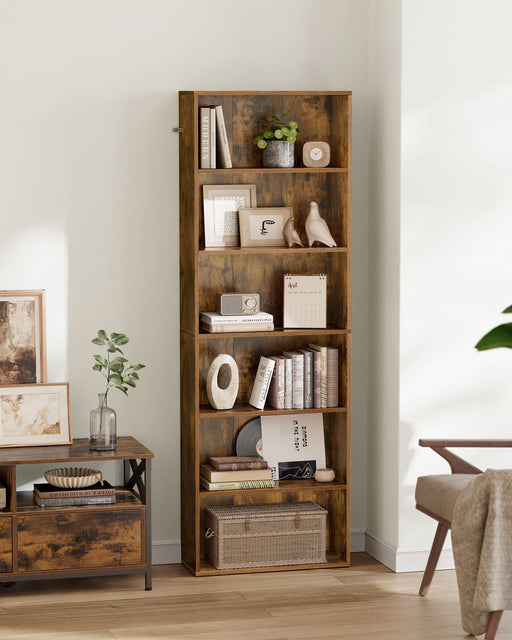 Rustic Brown Industrial Bookcase with 6 Spacious Shelves for Home or Office by Vasagle