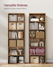 Rustic Brown Industrial Bookcase with 6 Spacious Shelves for Home or Office by Vasagle