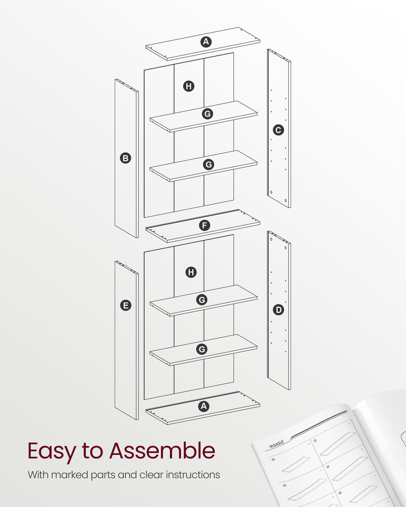 Rustic Brown Industrial Bookcase with 6 Spacious Shelves for Home or Office by Vasagle