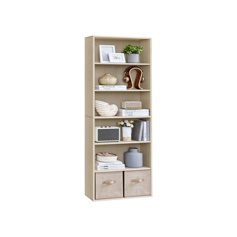 6 Tier Open Bookcase Natural Beige Freestanding Shelf Unit for Home Office by Vasagle
