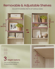 6 Tier Open Bookcase Natural Beige Freestanding Shelf Unit for Home Office by Vasagle