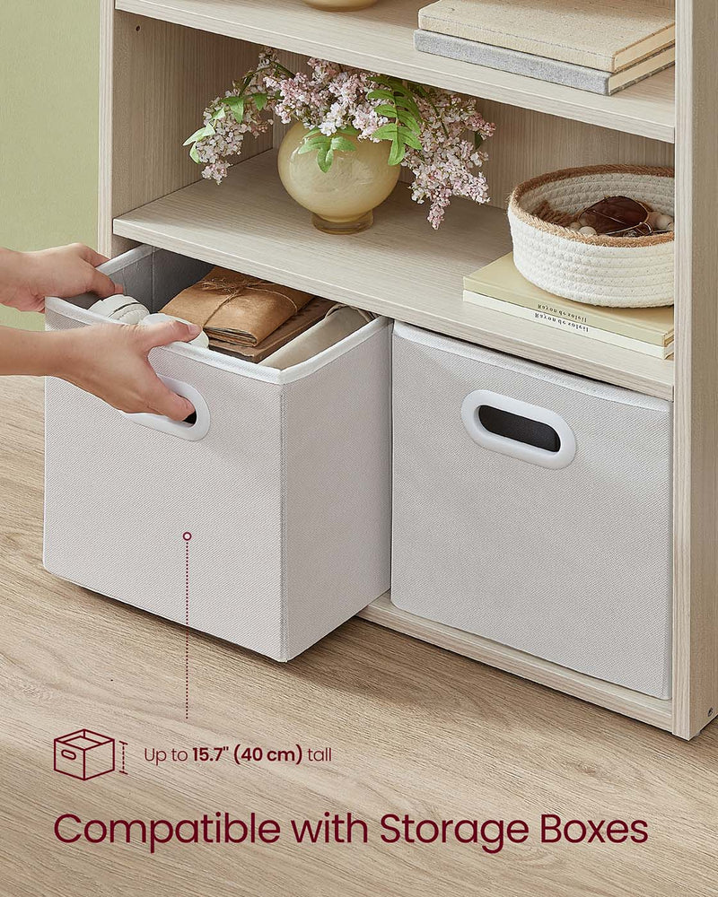 6 Tier Open Bookcase Natural Beige Freestanding Shelf Unit for Home Office by Vasagle