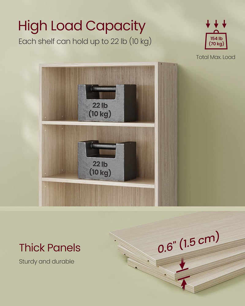 6 Tier Open Bookcase Natural Beige Freestanding Shelf Unit for Home Office by Vasagle