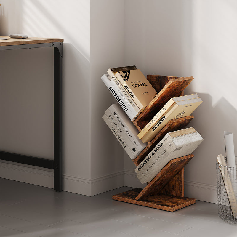 5 Tier Tree Shaped Corner Bookshelf Space Saving Storage Unit for Bedroom by Vasagle