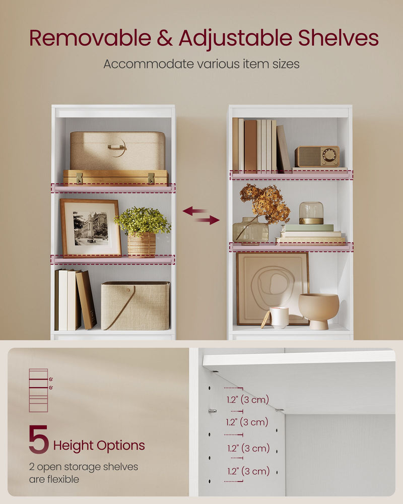 Tall 180 cm Bookcase with 3 Adjustable Shelves for Home or Office Storage by Vasagle