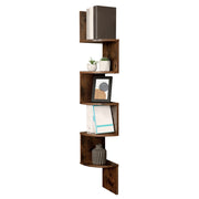 5 Tier Floating Corner Shelf Wall Mounted Space Saving Bookshelf for Bedroom by Vasagle VASAGLE
