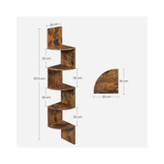 5 Tier Floating Corner Shelf Wall Mounted Space Saving Bookshelf for Bedroom by Vasagle VASAGLE