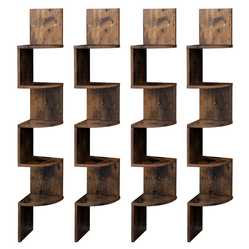 5 Tier Floating Corner Shelf Wall Mounted Space Saving Bookshelf for Bedroom by Vasagle VASAGLE