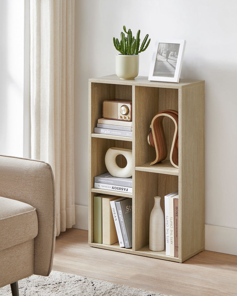 Wooden 5 Shelf Bookcase with Open Storage for Living Room or Office by Vasagle