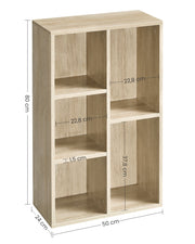 Wooden 5 Shelf Bookcase with Open Storage for Living Room or Office by Vasagle