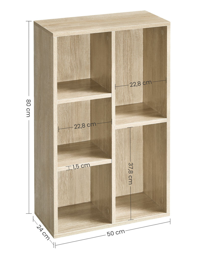 Wooden 5 Shelf Bookcase with Open Storage for Living Room or Office by Vasagle