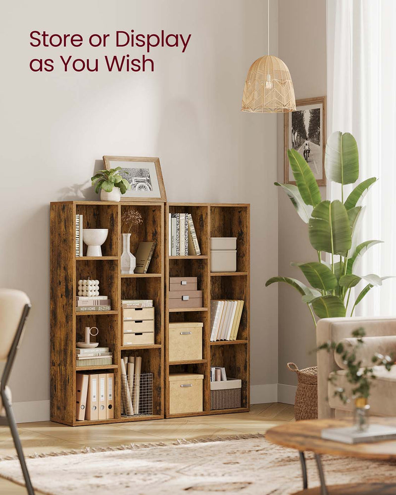 7 Compartment Wooden Bookcase Storage Unit for Home Office or Living Room by Vasagle