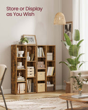 VASAGLE bookshelf styled in a home office with books and files
