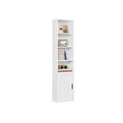 Tall Cloud White Wooden Bookcase with Door for Living Room or Office by Vasagle