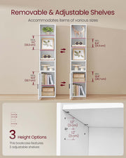 Tall Cloud White Wooden Bookcase with Door for Living Room or Office by Vasagle