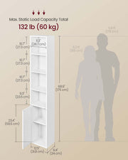 Tall Cloud White Wooden Bookcase with Door for Living Room or Office by Vasagle