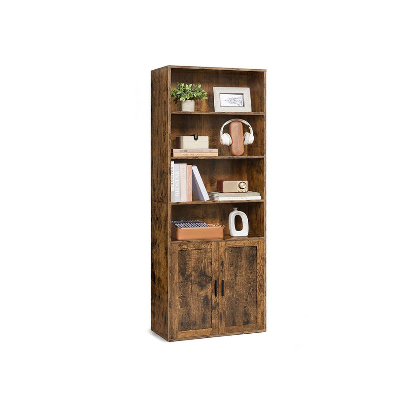 Tall Rustic Brown Wooden Bookcase with Storage Cabinet for Home or Office by Vasagle