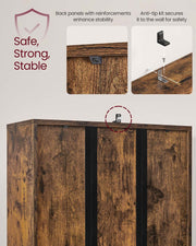 Tall Rustic Brown Wooden Bookcase with Storage Cabinet for Home or Office by Vasagle