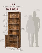 Tall Rustic Brown Wooden Bookcase with Storage Cabinet for Home or Office by Vasagle