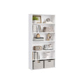 White Wooden Bookcase With 5 Shelves Cloud White Freestanding Display Unit by Vasagle, 80x24x160.7cm