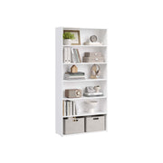 White Wooden Bookcase With 5 Shelves Cloud White Freestanding Display Unit by Vasagle, 80x24x160.7cm