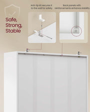 White Wooden Bookcase With 5 Shelves Cloud White Freestanding Display Unit by Vasagle, 80x24x160.7cm