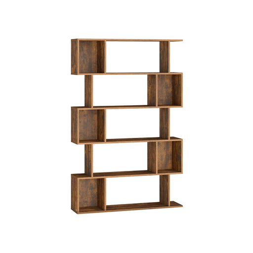 5 Tier Wooden Bookcase with Open Shelves Rustic Brown Space Saving Storage by Vasagle