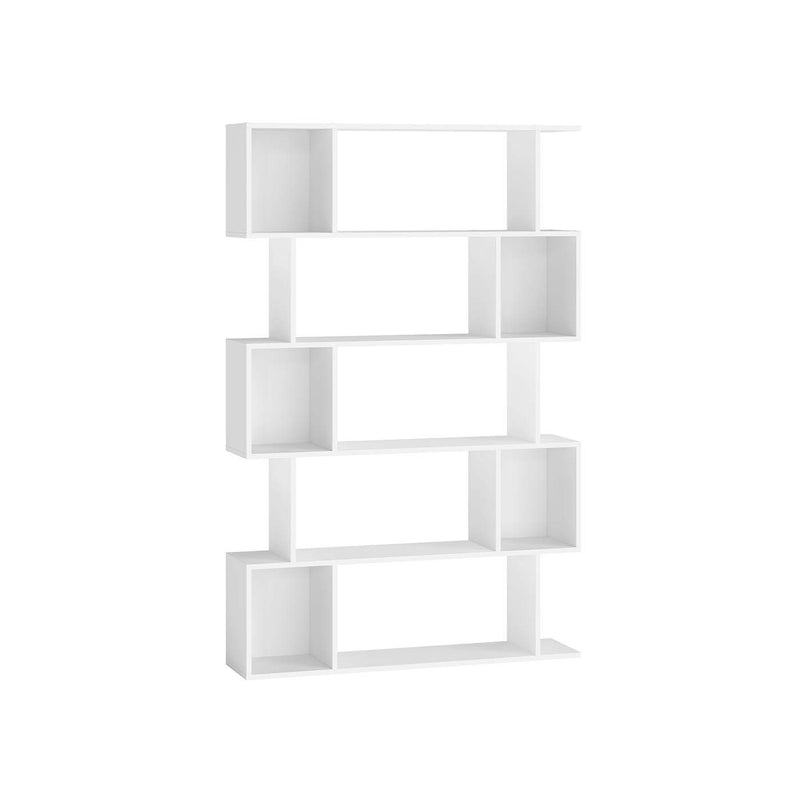 White 5 Tier Wooden Bookcase with Open Shelves for Home or Office Storage by Vasagle