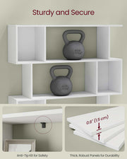 White 5 Tier Wooden Bookcase with Open Shelves for Home or Office Storage by Vasagle