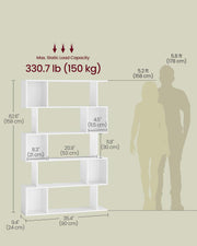 White 5 Tier Wooden Bookcase with Open Shelves for Home or Office Storage by Vasagle