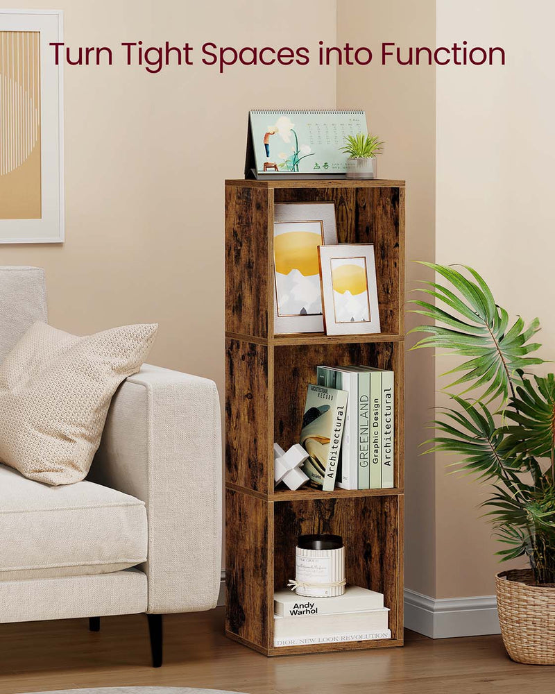 3 Tier Cube Bookcase with Open Shelves for Storage and Display by Vasagle