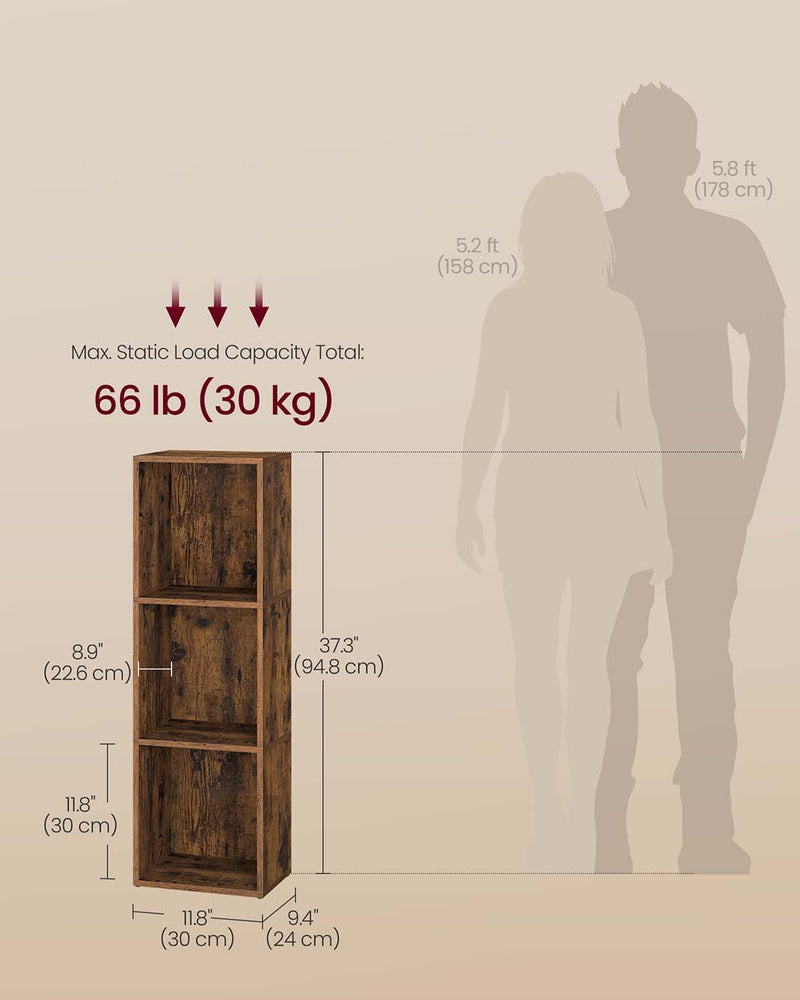 3 Tier Cube Bookcase with Open Shelves for Storage and Display by Vasagle