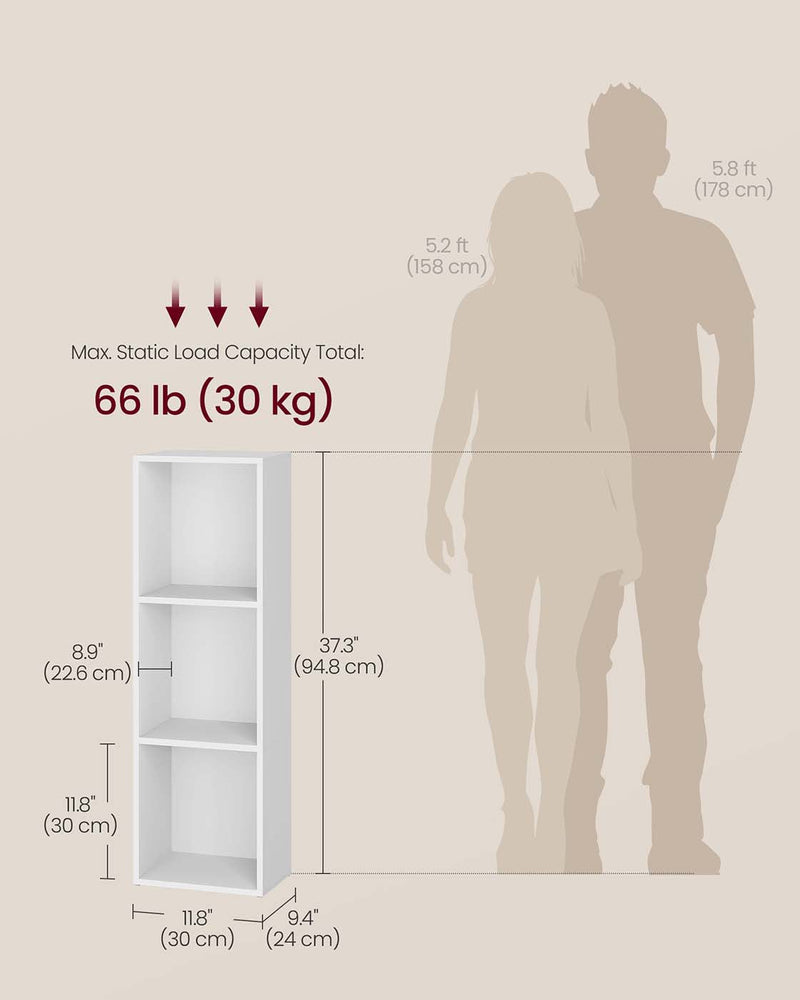 Dimension diagram showing the bookshelf's 24 x 30 x 94.8 cm size and 30 kg load capacity