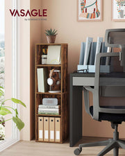 4 Tier Cube Bookshelf with Open Shelves for Living Room or Office Storage by Vasagle