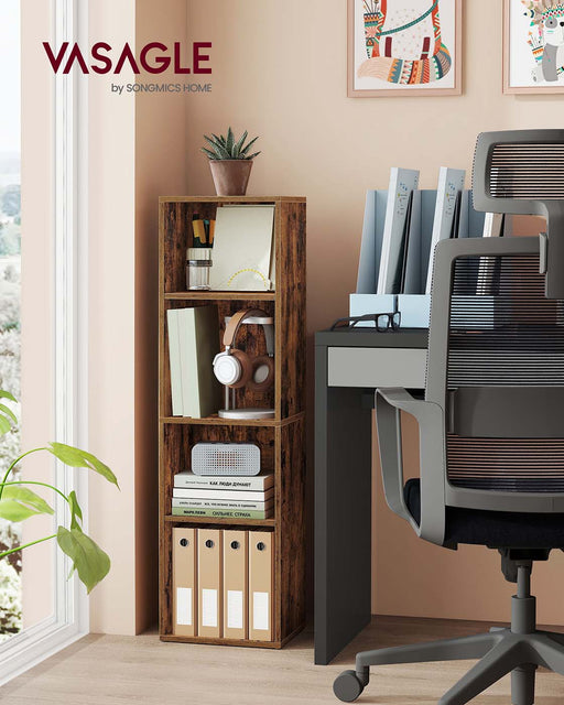 4 Tier Cube Bookshelf with Open Shelves for Living Room or Office Storage by Vasagle