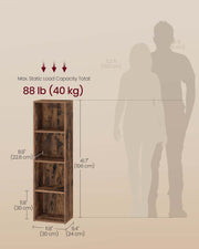 4 Tier Cube Bookshelf with Open Shelves for Living Room or Office Storage by Vasagle