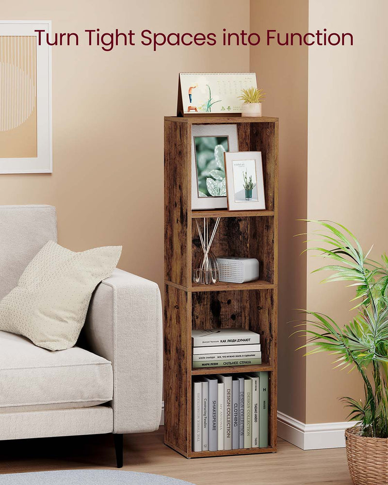 4 Tier Cube Bookshelf with Open Shelves for Living Room or Office Storage by Vasagle
