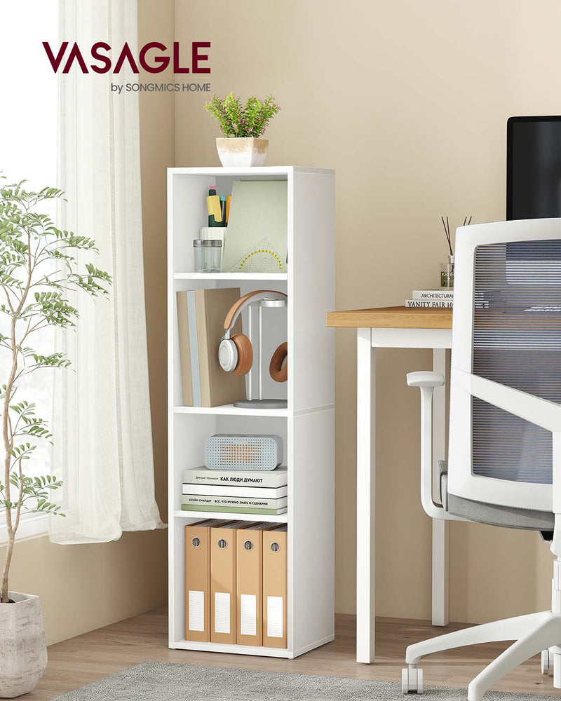 4 Tier Cube Bookcase with Open Shelves for Storage and Display in Home or Office by Vasagle