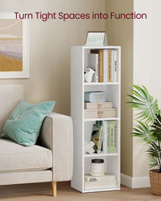4 Tier Cube Bookcase with Open Shelves for Storage and Display in Home or Office by Vasagle