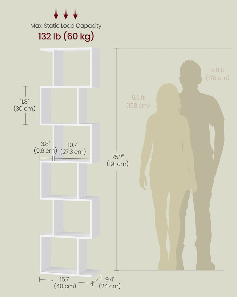 6 Cube Bookshelf Room Divider with Open Storage Shelves for Home Office by Vasagle